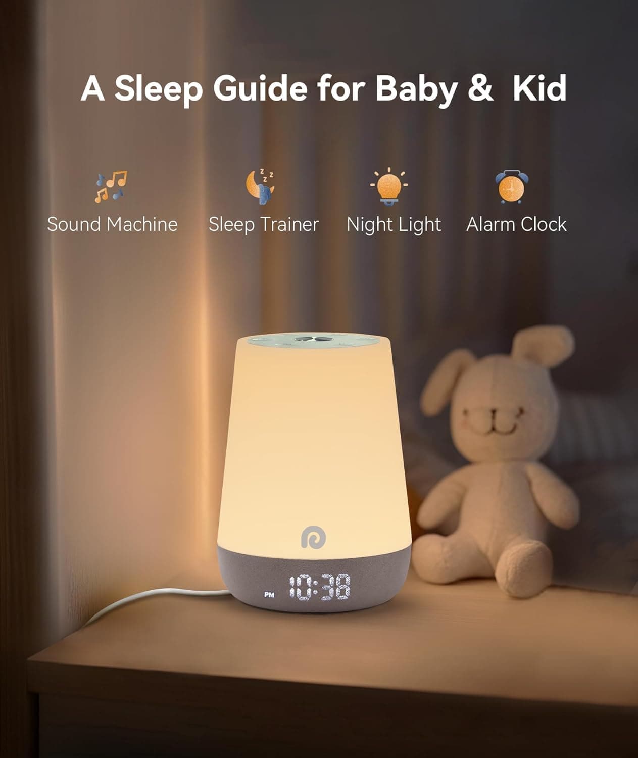 Dreamegg Baby Sound Machine - White Noise Machine & Sleep Trainer Clock for Kids, Sound Machine for Baby with Night Light, 34 Soothing Sounds, Smart Control, Routine Builder for Toddler Bedroom Gift thumbnail 2