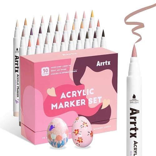 Arrtx 30 Colors Skin Color Acrylic Paint Pens, Skin Tone Paint Markers Paint Pens for Artists Adults Coloring Drawing Brush Tip for Rock Painting, Wood, Canvas, DIY Crafts Making Art Supplies thumbnail 9