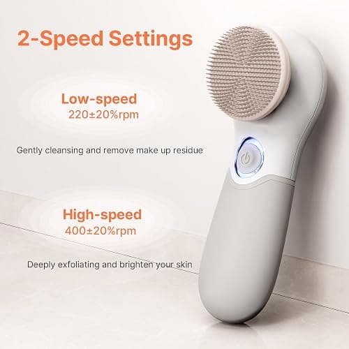 Face Scrubber with 3 Brush Heads & 2 Speeds - Deep Cleaning, Exfoliating, and Massaging for All Skin Types - Facial Cleansing Brush Includes Silicone Head, Travel Case & Free-Plastic Packaging thumbnail 2