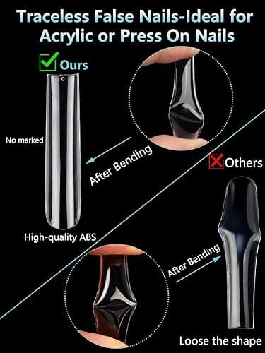 3XL Tapered Square Nagelspitzen 240 Stück Vollabdeckung Klar | Extra lange Nagelspitzen mit gerader Form - geeignet für professionelle Nagelmodellage thumbnail 3
