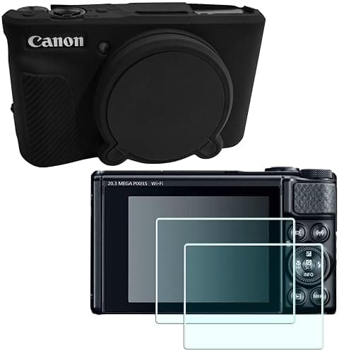Silicone Camera Case + Screen Protector Compatible for Canon PowerShot SX740 / SX730 Digital Camera(for Accessories),HUIPUXIANG SX740 Camera Soft Case Cover Rubber Camera Sleeve with Removable Black - Image 1