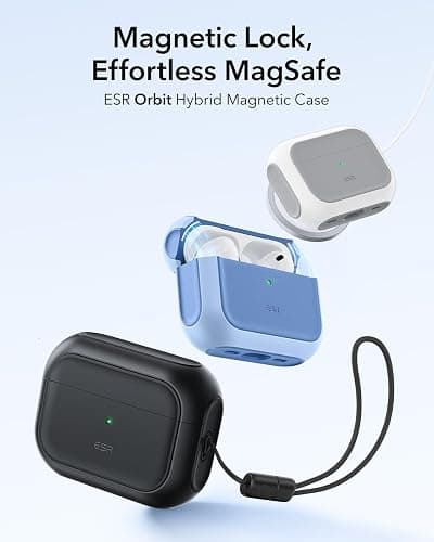 ESR for AirPods Pro 3 Case, Compatible with AirPods Pro 3rd Generation Case (2025), Compatible with MagSafe, Full Drop Protection Cover with Lanyard, Black thumbnail 3