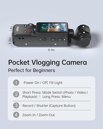 CGXUED Vlogging Camera with 180° Rotating Lens, Pocket Body Camera with Audio & Video Recording, 7-Hour Battery, Handheld POV Cameras with 32GB Card, Easy One-Button Recording for Travel(Black) thumbnail 9