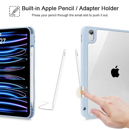 Tuiklol Case for iPad 11 inch (A16 Chip) 2025 Gen 11th / iPad 10.9 inch 2022 10th Gen, Buit in Pencil Holder with Shockproof Cover Clear Transparent Back Shell Auto Wake/Sleep,Blue Striped thumbnail 5