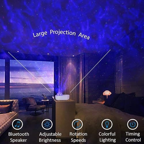 Galaxy Star Night Light Projector LED Ocean Wave Bluetooth Music Speaker with Remote Control for Bedroom, Home, Room Decor thumbnail 4