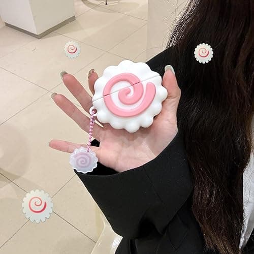 YAKVOOK for AirPods 1/2 Case,Cute 3D Cartoon Fish Cake AirPods 1st 2nd Generation Cover Kawaii Soft Silicone Protective Cover with Keychain Shockproof Charging Case Girls Women thumbnail 6