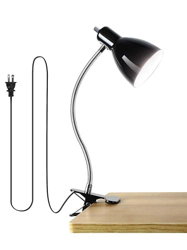 Desk lamp Eye-Caring Table Lamps, 360°Rotation Gooseneck Clip on Lamp Reading Light Portable Reading Book Light Clamp Study Desk Lamps for Bedroom and Office Home Lighting (Black) - Image 1
