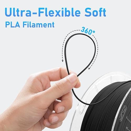 YXPOLYER Flexible PLA Filament Flex PLA Pro 3D Printer Filament Black for Printing Airless Basketball, Lightweight High-Elastic Soft 1.75mm 1KG, Dark Black thumbnail 6
