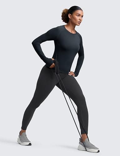 CRZ YOGA Seamless Long Sleeve Shirts for Women Waist - Workout Athletic Running Gym Yoga Tops Crewneck Breathable Quick Dry thumbnail 4