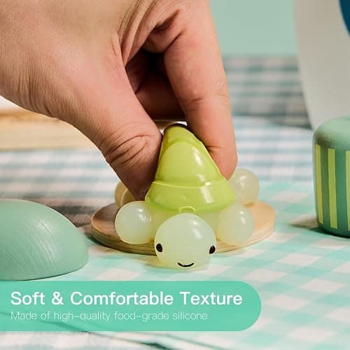 Cute Animals Taba Squishy Toys for Kids & Adults – Kawaii Stress Relief Fidget Sensory Toys, Soft Silicone Squeeze Gifts for Children, Teens, and Adults (Turtle) thumbnail 7
