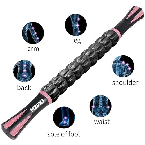 MZDXJ Muscle Roller Stick for Athletes - Deep Tissue Fascia Blaster & Roller Massager for Myofascial Pain Relief - Handheld Physical Therapy & Recovery Tool​(Pink black-18 inch) thumbnail 6