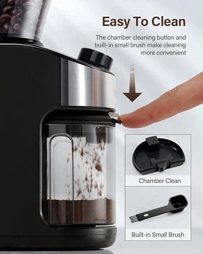 SHARDOR Electric Burr Coffee Grinder for Home Use, Coffee Bean Grinder for 32 Grind Settings, 40-Second Adjustable Timer, One-Touch Start & Cleaning Button, Black thumbnail 5