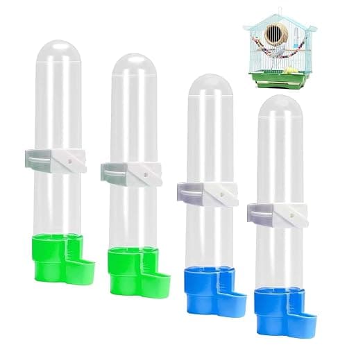 4 Pcs Bird Water Feeder, Budgie Water Dispenser, Budgie Water Feeder - 120ml PP Plastic Bird Waterers (2 Blue + 2 Green) for Cage Mounting, Small Parrot & Finch Hydration - Image 1