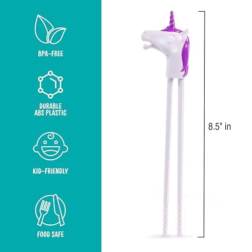 Genuine Fred MUNCHTIME Unicorn Chopsticks for Kids, Purple and White, Reusable Beginner Chopsticks with Animated Interactive Design, Fun Gift and Picky Eater Solution thumbnail 3