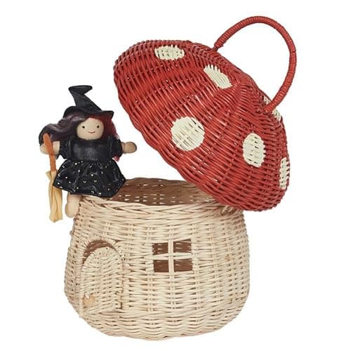 Kqcibz Handmade Rattan Mushroom-Shaped Storage Basket- Cute Handmade Handcrafted Decoration Artwork Rattan, Red Easy to Use thumbnail 5