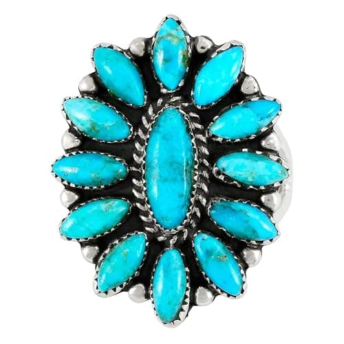 Turquoise Ring Sterling Silver 925 Genuine Gemstones Size 6 to 11 thumbnail 4