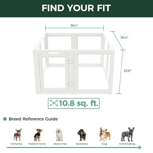 FXW AuraSpace Acrylic Indoor Dog Playpen for Puppies and Small Dogs, 24 Inch, 8 Panels, White thumbnail 6