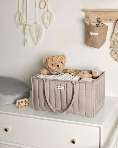 Blissful Diary Nappy Caddy Organiser, Baby Diaper Caddy for Nappy Station, Stylish Storage Basket for Newborn Essentials, Baby Shower Gifts for Girl or Boy, Sand thumbnail 7
