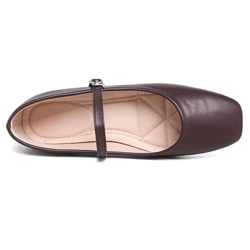 Stunner Mary Jane Square Toe Black Ballet Flats for Women Comfortable Ankle Strap Casual Slip On Flats thumbnail 6