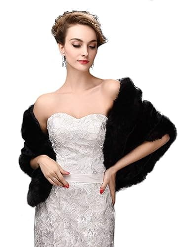 Jovono mariage secret et Châle en fausse fourrure sans manches pour femmes et les filles - Image 1