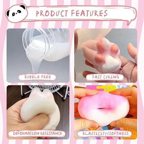 Anergoo Taba Squishes Kit with Pig Bunny Silicone Mold Cookie Mold Squishy Hamster Mold 3" Paw Animal Silicone Molds for Decompression Gift 200g thumbnail 8