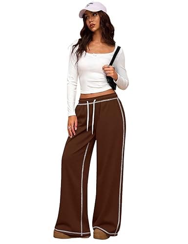 LUYAA Women Wide Leg Sweatpants Low Rise Baggy Fleece Sweatpants for Womens with Pockets 2025 Trendy thumbnail 6