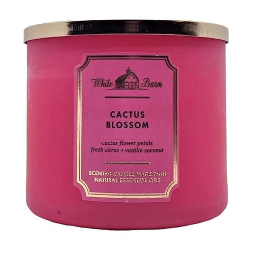 Bath & Body Works, White Barn 3-Wick Candle w/Essential Oils - 14.5 oz - New Core Scents! (Cactus Blossom) - Image 1
