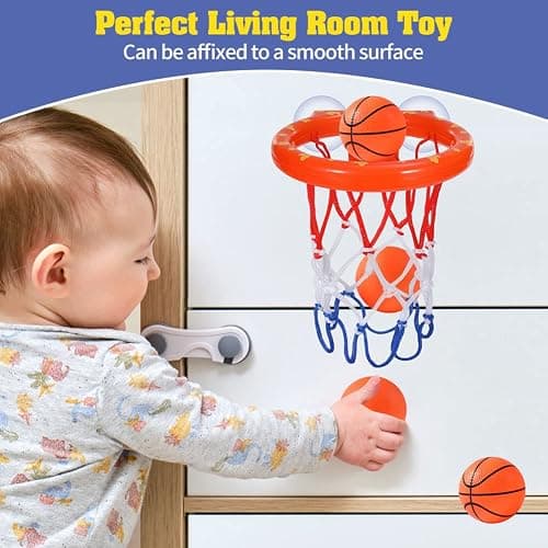 KSABVAIA Bath Toys - Bathtub Basketball Hoop for Kids Toddlers,Bath Toys Shower Toys for Kids Ages 4-8,Suction Cup Basketball Hoop & 4 Soft Balls Set for Boys Girls thumbnail 5