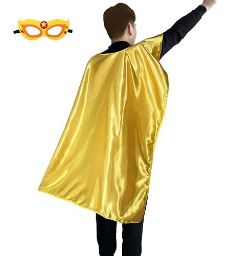 D.Q.Z Adults Superhero Cape and Mask, Men Women Super Hero Costumes, Halloween Vampire Capes - Gold - Image 1