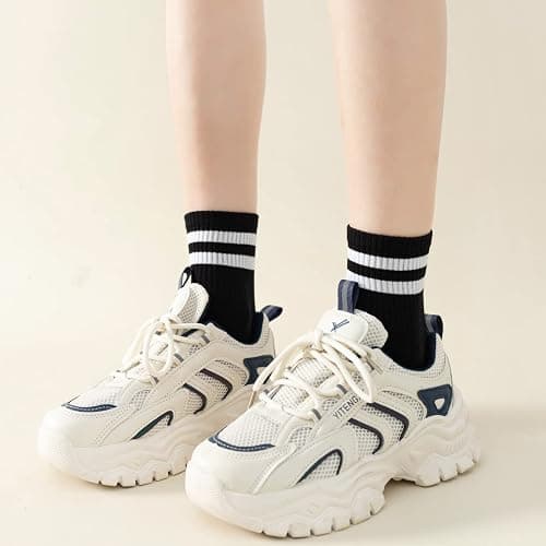 Digoon 6 Pairs Fashion Striped Athletic Socks for Women,Casual Cute Vintage Crew Socks,All Season Socks for Women thumbnail 3