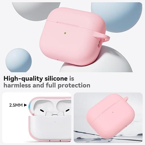 Inesore Compatible with AirPods Pro 3 Case with Cleaning Kit, Silicone Protective Case Cover for Apple Air Pods Pro 3rd (2025), Unisex Design - Pink thumbnail 3
