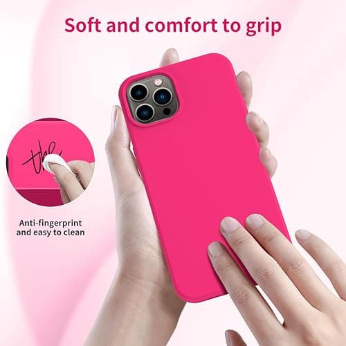 FUNMIKO Compatible with iPhone 15 Pro Max Case with Screen Protector,Upgraded Liquid Silky Soft Silicone,Fashionably Designed for Women and Girls,Protective Phone Cover,Hot Pink thumbnail 2