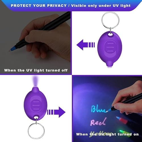 Daemson Invisible Ink Pen, Spy Pen with 6 PCS Mini UV LED Keychain Flashlight, Disappearing Ink Magic Pens with Black Light Markers for Secret Notes, Fit for Christmas Halloween Holiday Gifts (6 PCS) thumbnail 4