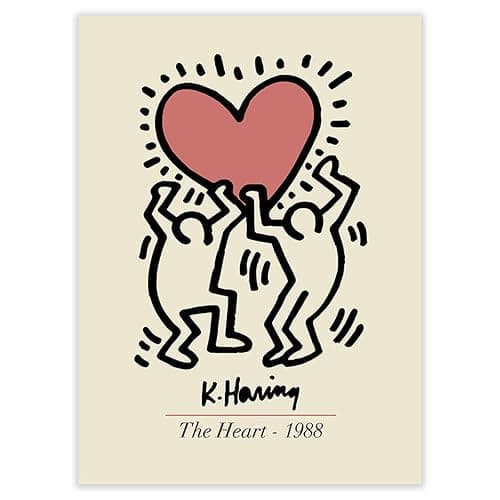 Atrippy Minimalist Large Posters Art Tapestry for Bedroom Aesthetic Cartoon Wall Tapestry Boho Funny Anime Poster Wall Hanging for Dorm Living Room Decor (24''x36'') - 36L" x 24W" - Heart Love - Image 1