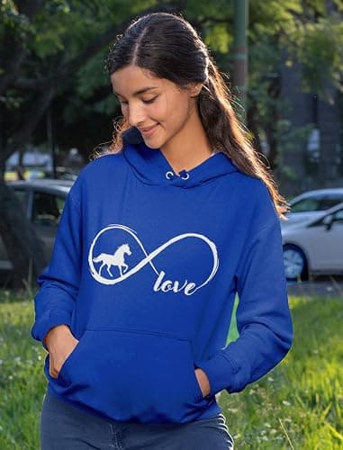 Tstars Infinity Love Horse Hoodie for Women and Teen Girls Equestrian Horseback Riding Gift Idea Sweatshirt with Horses thumbnail 3