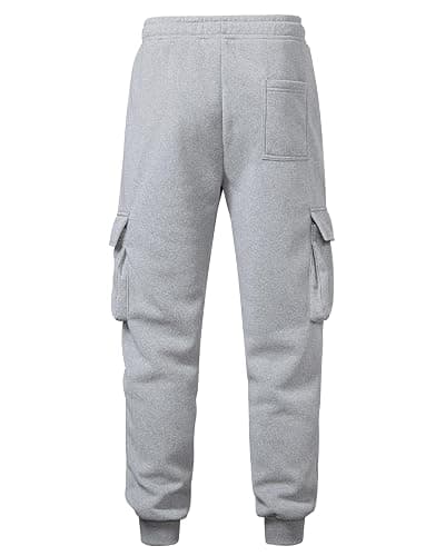 A WATERWANG Men's Fleece Cargo Sweatpants Casual Cotton Tapered Drawstring Athletic Workout Joggers Sweat Pants with Pockets thumbnail 5