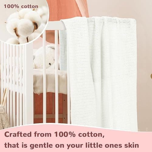 HAGOT 100 * 75cm Newborn Cotton Baby Cellular Blanket, Kids Baby Blanket, suitable for Pram, Car Seat and Cot Bedding thumbnail 5