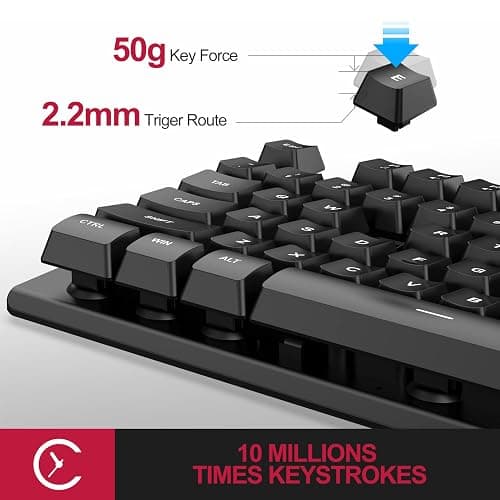 NPET K10V1 Wired Computer Keyboard, Plug & Play Full-Size with 12 Multimedia Keys, Spill-Resistant Design, 6.2ft USB Cable, for PC/Laptop (Black) thumbnail 2