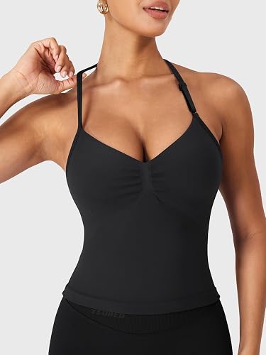 YEOREO SoftHue Impact Longline Strappy Top Women's Halter Workout Tank Tops Backless Gym Longline with Adjustable Strap thumbnail 5