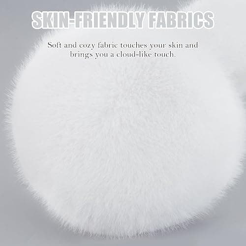POMIJIAN Winter Ear Muffs for Women Girls Faux Fur Cute White Earmuffs Fluffy Ear Warmers Foldable Ear Covers Outdoor thumbnail 4