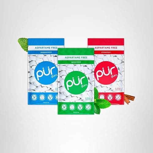 PUR Gum | Aspartame Free Chewing Gum | 100% Xylitol | Variety Pack, Amazon Exclusive, 55 Pieces (Pack of 3) thumbnail 7