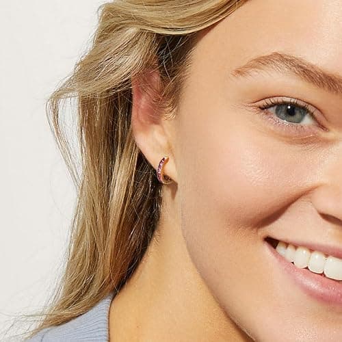 GLOQUAT 14K Gold Huggie Earrings for Women Silver Huggie Hoop Earrings Cubic Zirconia Huggie Earrings Stud Earrings Lightweight Dainty Hypoallergenic Earrings Jewelry Gifts thumbnail 8