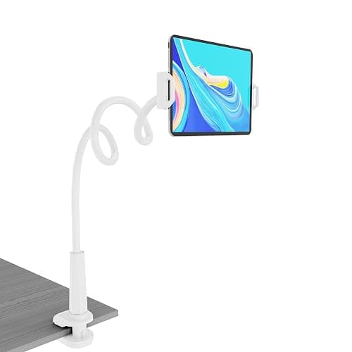 Tablet Stand Holder, Mount Holder Clip with Grip Flexible Long Arm Gooseneck Compatible with ipad iPhone/Nintendo Switch/Samsung Galaxy Tabs/Amazon Kindle Fire HD - Image 1