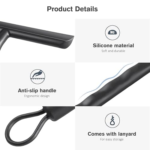 Vinabo Silicone Squeegee Shower Cleaner with Hook, Black Shower Scraper for Bathroom, Kitchen, Car, Window and Glass Cleaning thumbnail 3