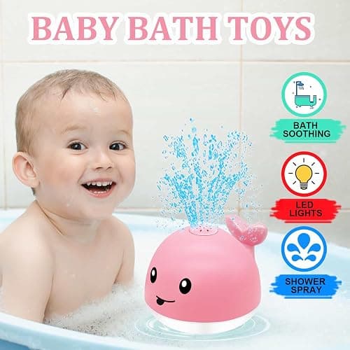 Baby Bath Toys 6-12 Months - Rechargeable Toddla Whale Bath Toys Sprinkler Light Up Pool Bathtub Tub Toys for Toddlers Infants Kids Ages 1-3 2-4 3-5 Spray Water Baby Easter Birthday Shower Gifts thumbnail 3