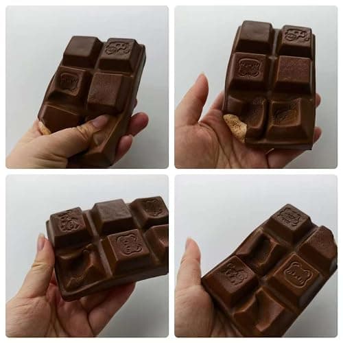 Realistic Chocolate Bar Squishy Slow Rising PU Foam Squeeze Toy, Sweet Scented Fake Food Fidget for Stress Relief, Kawaii Desk Decor Funny Prank Gift for Adults (Chocolate) thumbnail 5