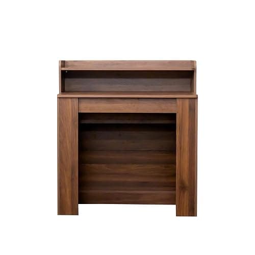 Pvillez Walnut Extendable Dining Room Table, 98.43" Expandable Dining Table with Storage Shelf, Rectangle Farmhouse Kitchen Table Extendable Wood Console Table Convertible Long Dining Table for 6 8 10 - Type1-walnut thumbnail 4