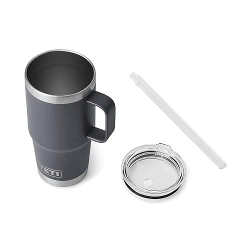 YETI Rambler 25 oz Tumbler with Handle and Straw Lid, Travel Mug Water Tumbler, Vacuum Insulated Cup with Handle, Stainless Steel, Charcoal thumbnail 4