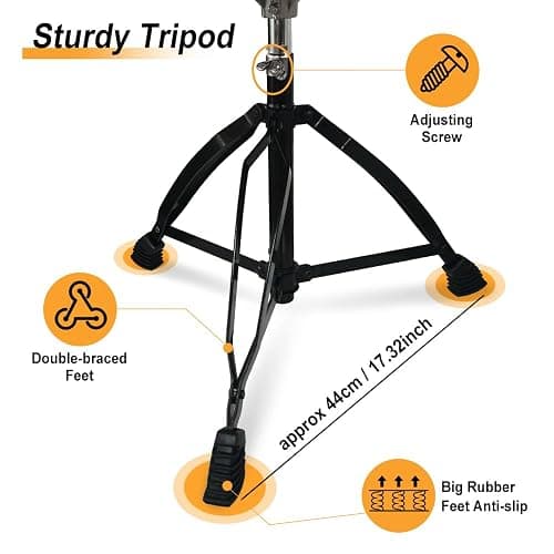Conboxus Drum Throne Seat Adjustable-Height with Padded Seat Double-Braced Legs Non-Slip Design Drum Stool for Drummers,Comfortable Cushion for Practice&Performance thumbnail 6