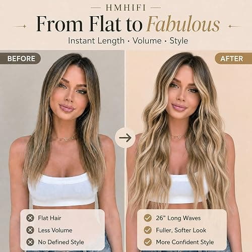 HMHIFI Blonde Wig for Women,26 Inch Long Wavy Curly Middle Part Hair | Soft face-framing layered waves,Tangle resistant,Easy-style,Adjustable,Daily wear,party,photo,Halloween costume thumbnail 3